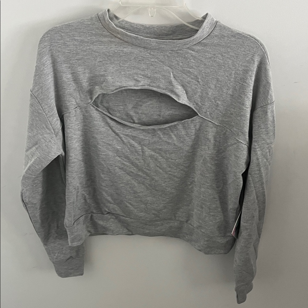 Gray Women's Cutout Sweatshirt